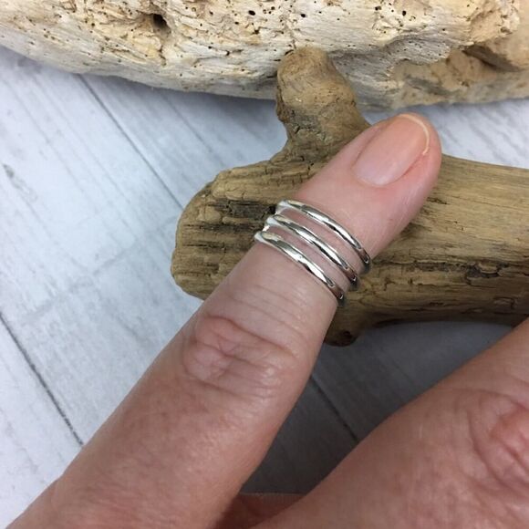 Triple Band Sterling Silver Toe Ring - Picture 3 of 5